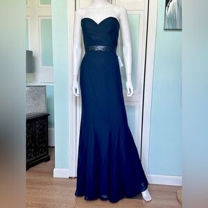 Size 8 10 Sequin Chiffon Floor Length Navy Bridesmaid mothers dress gown